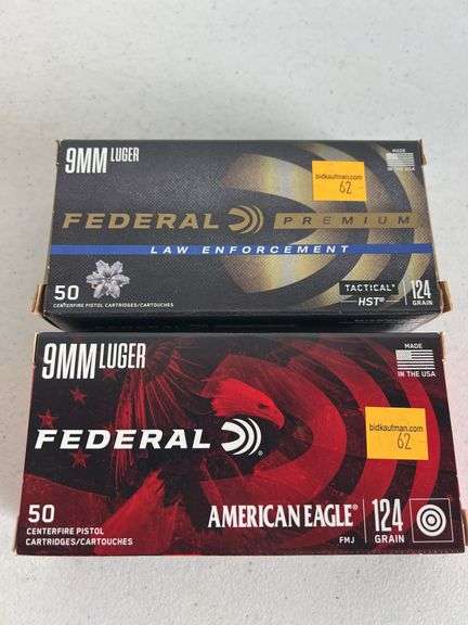 (2) Federal 9mm 124 Grain