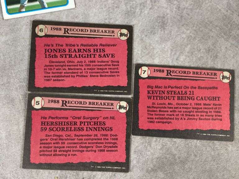(8) 1988 Topps Record Breaker Baseball Cards