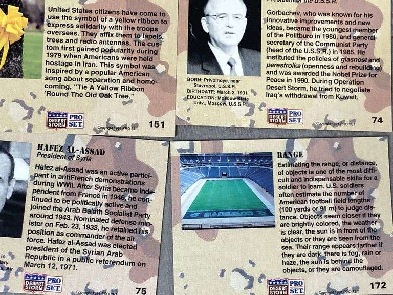 1991 Pro Set Desert Storm Trading Cards
