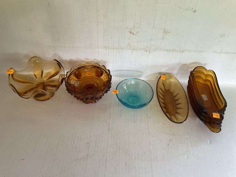 Assortment of Colored Glass Items
