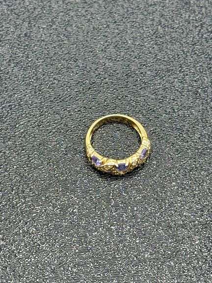 ZIG ZAG BLUE TANZANITE & DIAMOND 14K GOLD @ 5 GRAMS