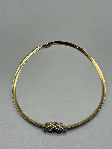 LOVE KNOT GOLD AND SILVER REVERSIBLE 14K ITALY NECKLACE