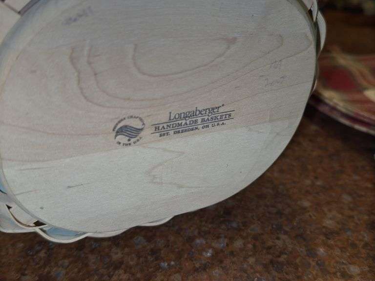2005 Longaberger Inaugural Basket, Longaberger Easter Basket, and Longaberger Apple Carrying Bag