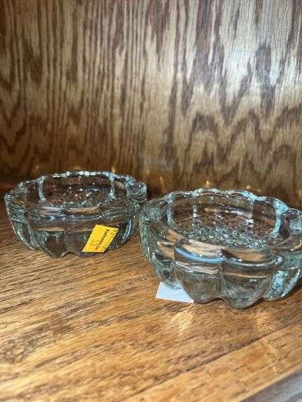 (2) Crystal Cut Glass Creamer and Sugar Set, (2) Crystal Cut Glass Salt and Pepper Shakers, (2) Glas