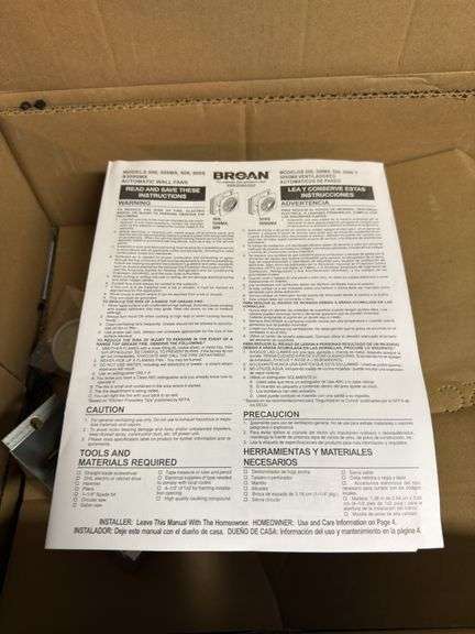 BROAN 8” THRU WALL UTILITY FAN