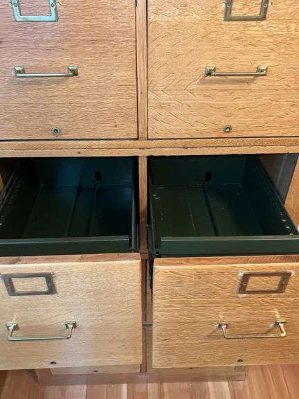 The Globe-Wernicke Co. Oak Stackable Filing Cabinet Tower (4pcs)