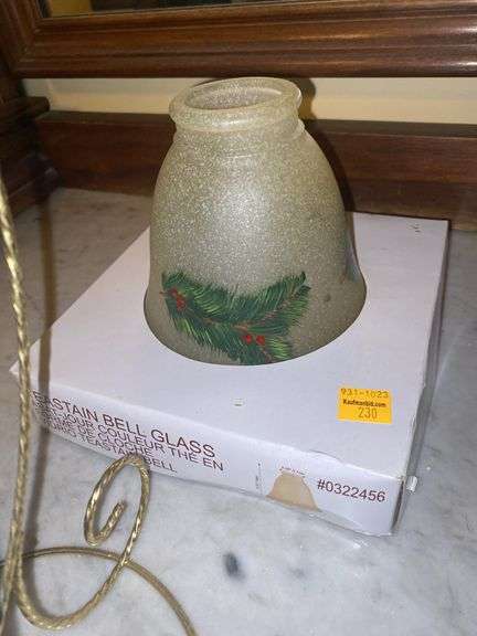 Christmas Bird Ornament and Teastain Glass Bell