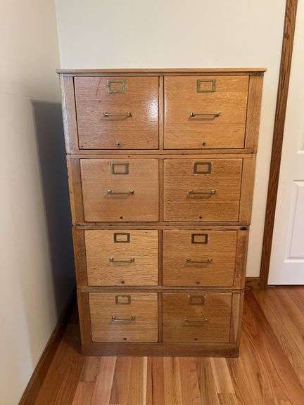 The Globe-Wernicke Co. Oak Stackable Filing Cabinet Tower (4pcs)