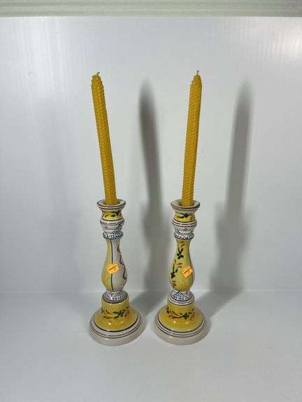 (2) Unmarked Candle Holders and Candles