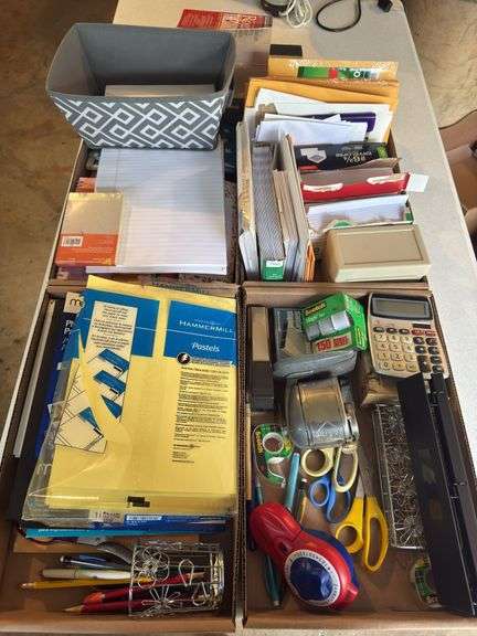 OFFICE SUPPLIES INCLUDING NOTEPADS, STAPLER, TAPE, HOLE PUNCHER, LABELER, SHARPENER, CALCULATOR, ENV