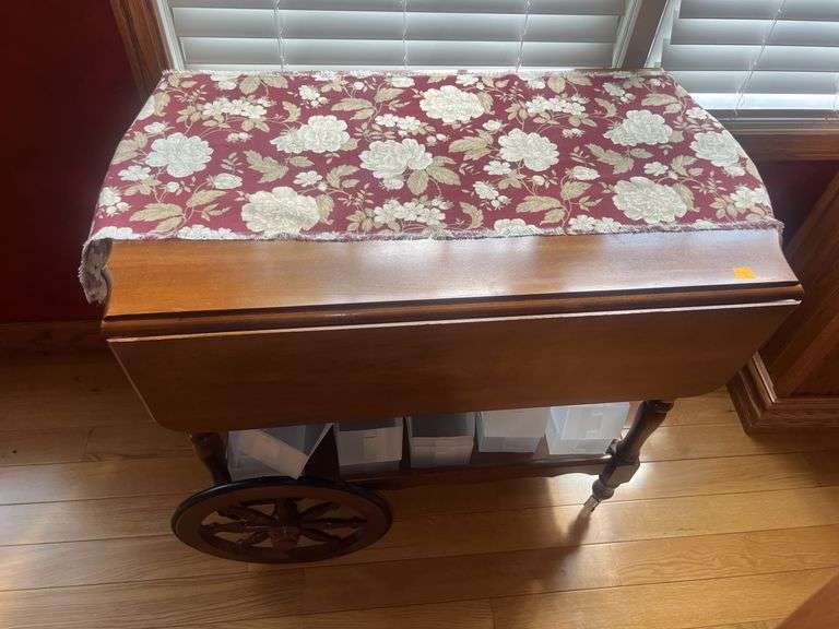 Wooden Rolling Tea Cart
