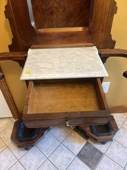 Antique Marble Top Hall Tree