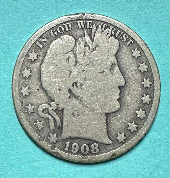 1908-D Barber Silver Half Dollar