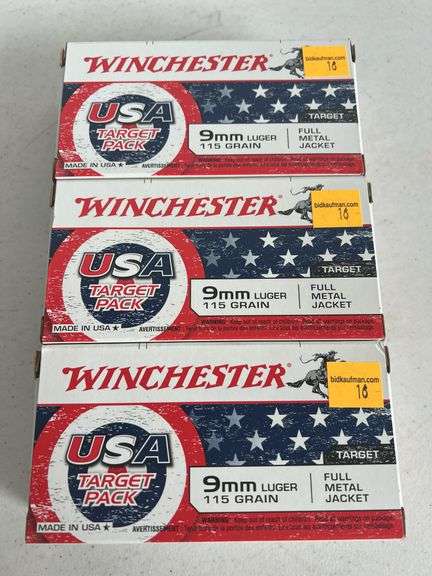 (3) Winchester 9mm 115 Grain
