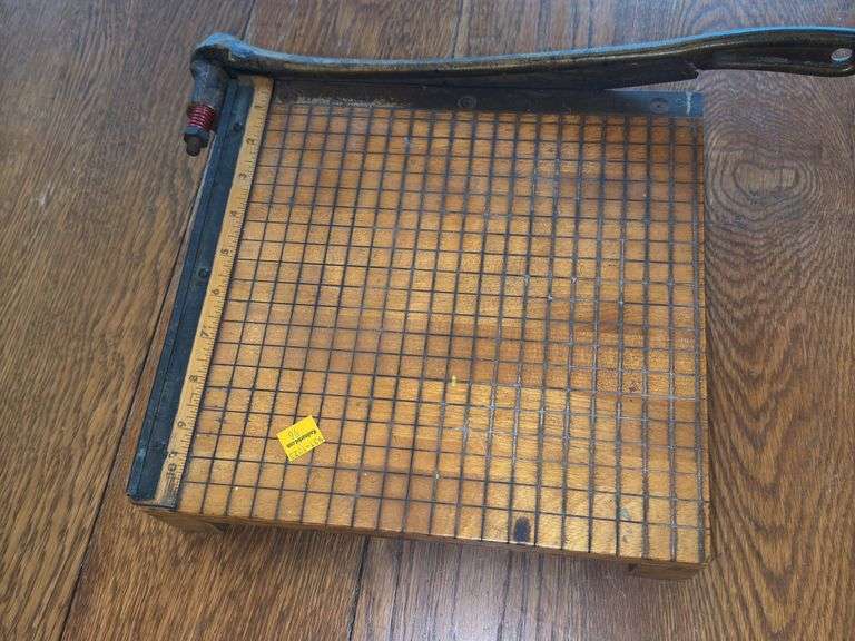 Vintage Wood Cast Iron Paper Cutter