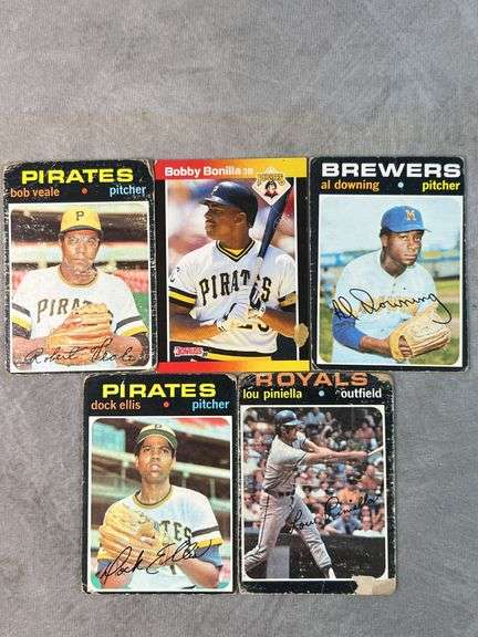 1970 Topps Cards (Bob Veale, Bobby Bonilla, Al Downing, Dock Ellis, Lou Piniella)