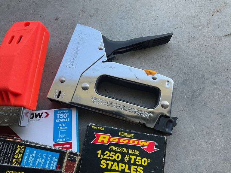 Electric Staple Gun, Stanley Staple Gun, Assortment of Boxes of Staples