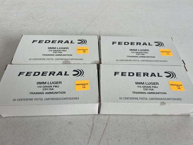 (4) Federal 9mm 115 Grain