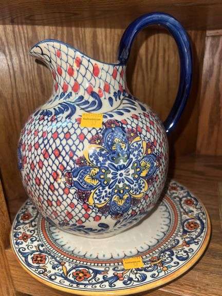 Hand Painted Expressions Pitcher and Plate