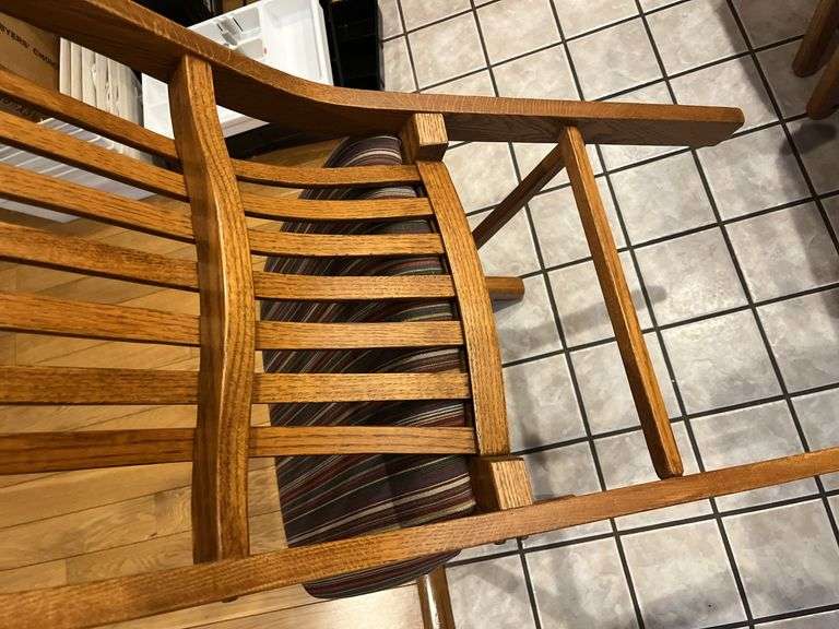 6 Oak Slat Back Dining Chairs