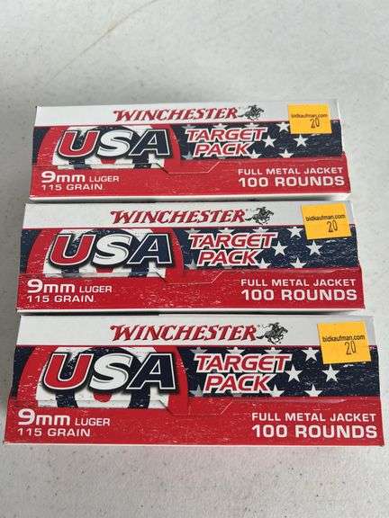(3) Winchester 9mm 115 Grain