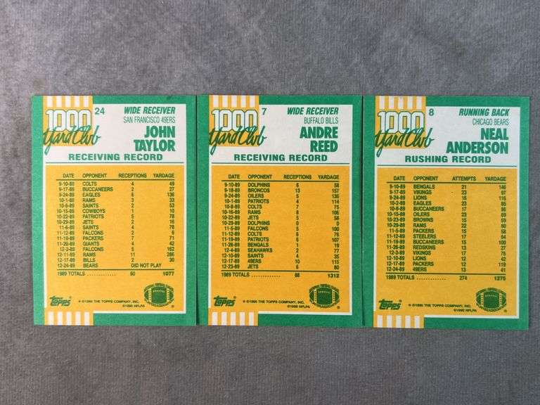 Topps 1000 Yard Club Football Cards
