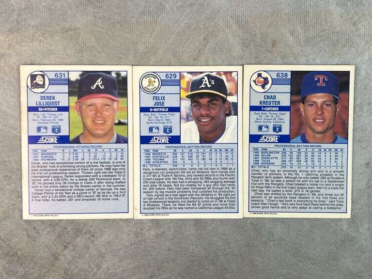 (3) 1989 Rookies ( Felix Rose, Derek Lilliquist, Chad Kreuter)