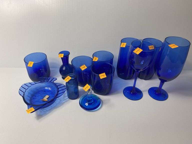 Assortment of Cobalt Blue Glassware