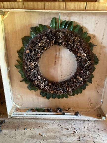 Decorative Wreath in Wooden Storage Box