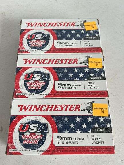 (3) Winchester 9mm 115 Grain