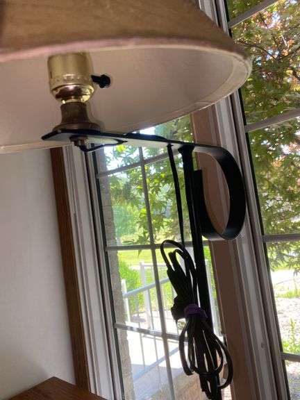 Metal Base Floor Lamp w/ Faux Leather Lamp Shade