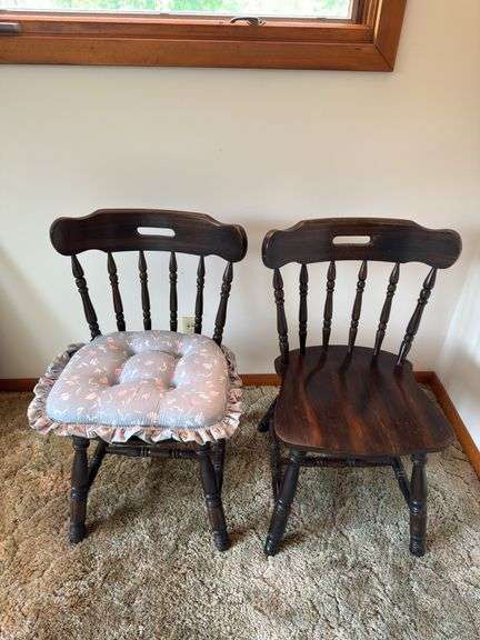 MATCHING PAIR OF WOODEN TABLE CHAIRS