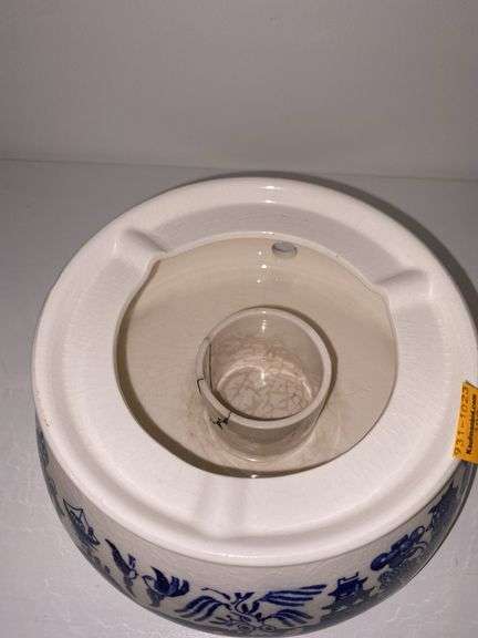 Ironstone Blue and White Transferware Tureen, Candlestick Holder and Pitcher