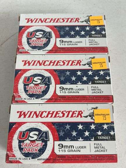 (3) Winchester 9mm 115 Grain