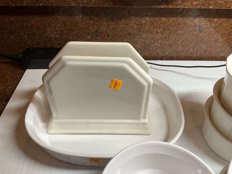 (7) Pfaltsgraff Bowls, Pfaltzgraff Napkin Holder, Platter