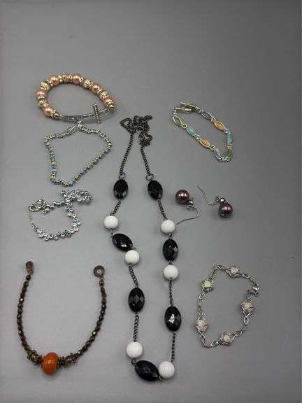 VARIETY OF BEADED NECKLACES EARRINGS AND BRACELETS