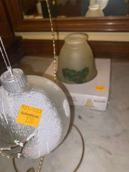Christmas Bird Ornament and Teastain Glass Bell