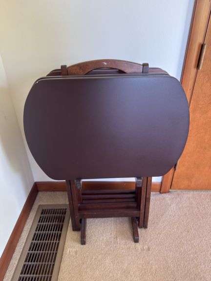 SET OF 4 TV TRAYS WITH STORAGE RACK