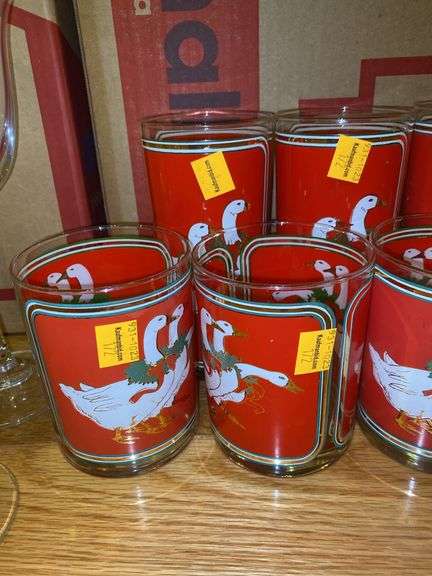 (10) Christmas Geese Glass Cups