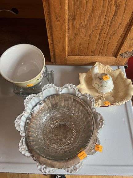 Assorted Glassware and Wooden Bowl