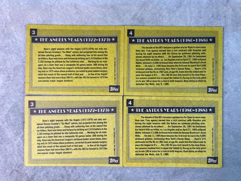 4 Topps Nolan Ryan Angels and Astros