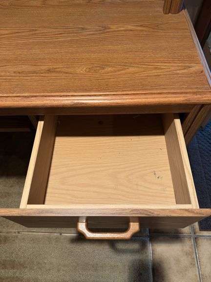WOODEN COMPUTER DESK WITH ROLLING DESK CHAIR