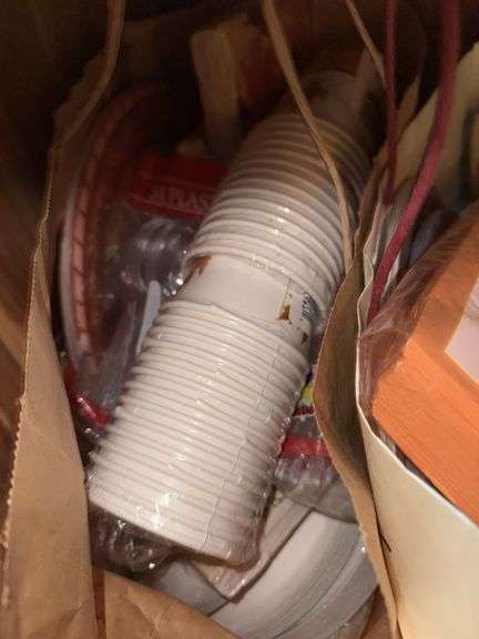 ASSORTMENT OF PAPER PRODUCTS, PLATES, CUPS, NAPKINS, PLASTICWARE