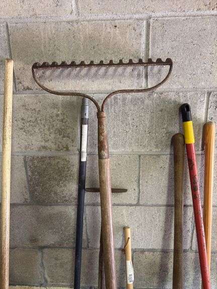 YARD TOOLS: YARD RAKES, GARDEN RAKES, SHOVEL, HOE, BROOMS