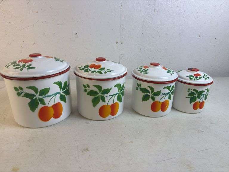 Vintage Huta Silesia Peach Enamelware (Rare Complete Set ) made in Poland