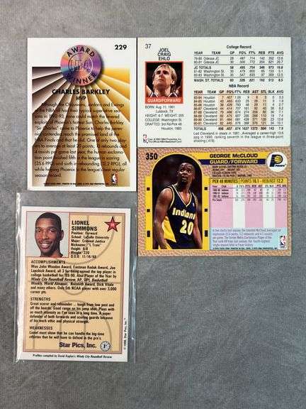 Basketball Cards (Lionel Simmons, Craig Enlon, Charles Barkley, George Mcloud)