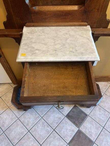 Antique Marble Top Hall Tree