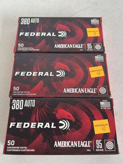 (3) Federal 380 Auto 95 Grain