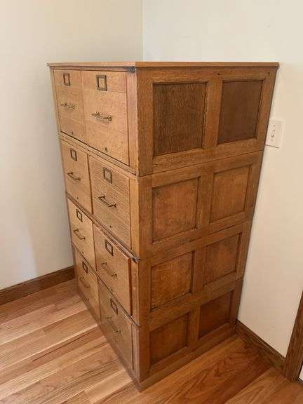 The Globe-Wernicke Co. Oak Stackable Filing Cabinet Tower (4pcs)