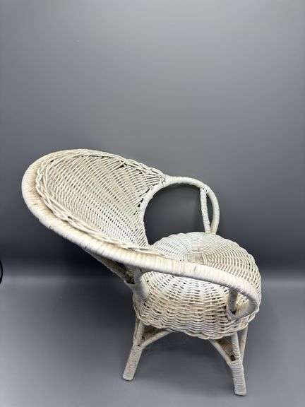 MINI VINTAGE WICKER CHAIR AND WATER COLOR WALL ART BY AMY C. BROWN